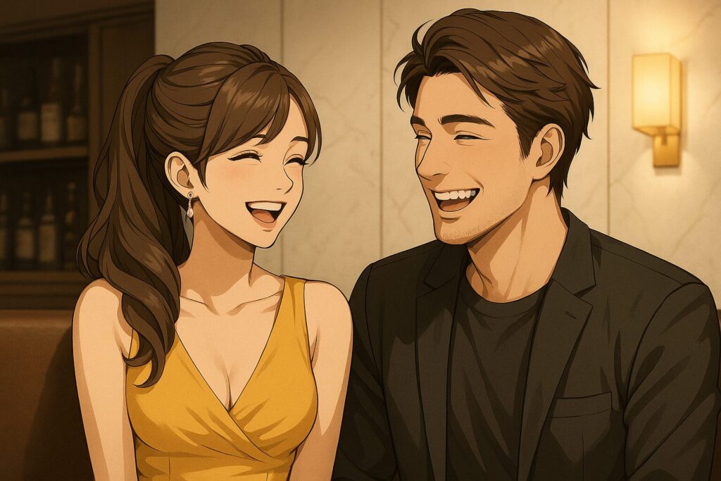 清潔感と自己管理が整った大人の男性がキャバクラで好印象を持たれているイラスト