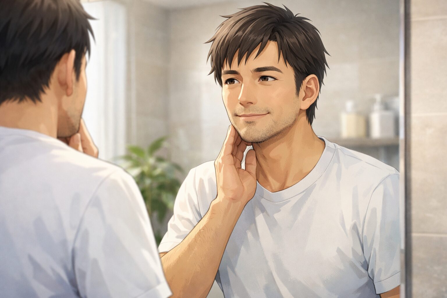 青ヒゲが薄くなり清潔感が出てきた35歳男性のイメージ