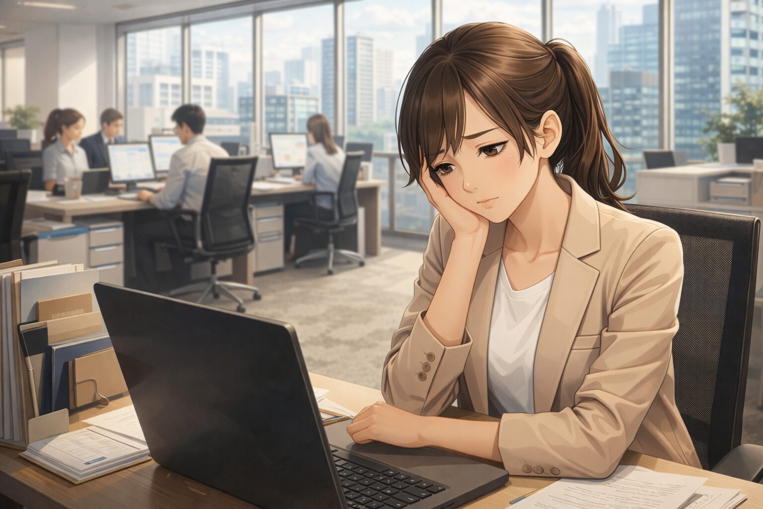 仕事の人間関係に悩む女性社員