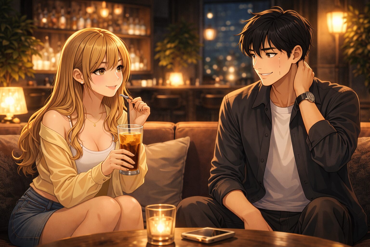 男性の反応を試すように話す女性