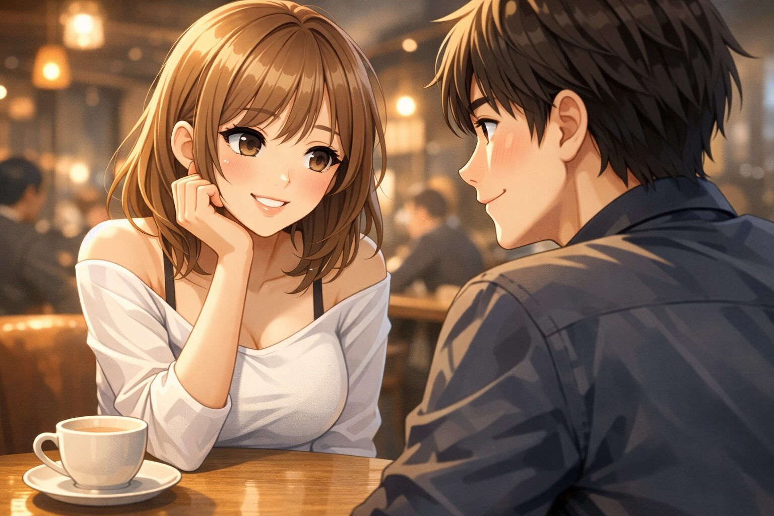 カフェで会話する男女、男性が女性に惹かれる瞬間