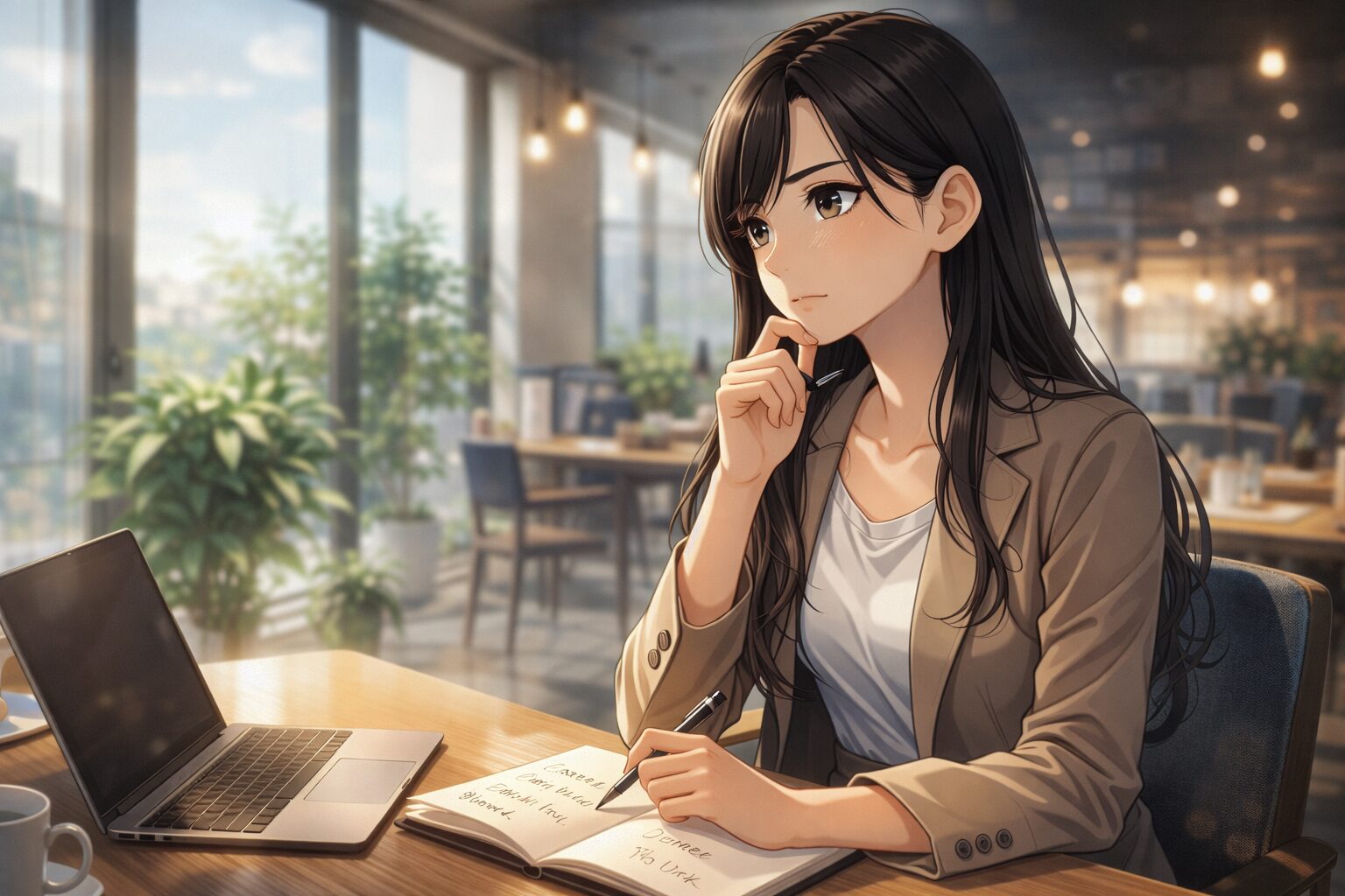 仕事の将来に悩み転職を考える女性