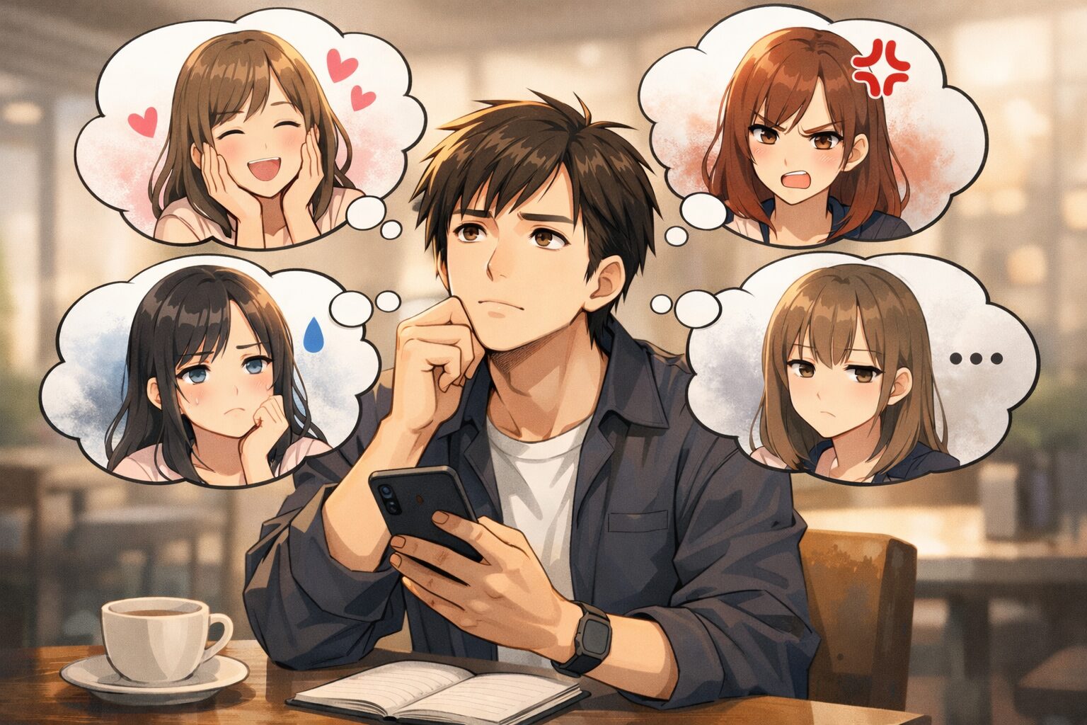 女性心理がわからず女性の感情を考える男性のイメージ