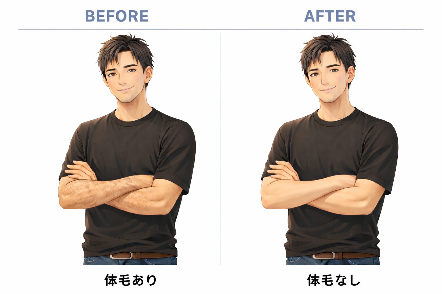 清潔感のある40代男性のビフォーアフターイメージ