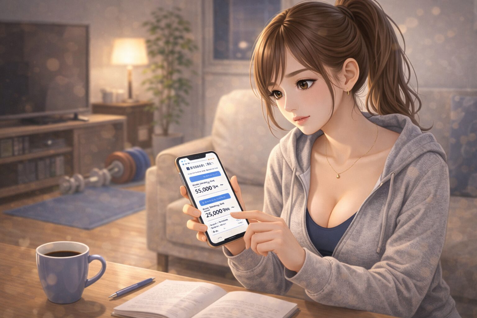 美容医療の費用をスマホで調べながら悩む女性の様子